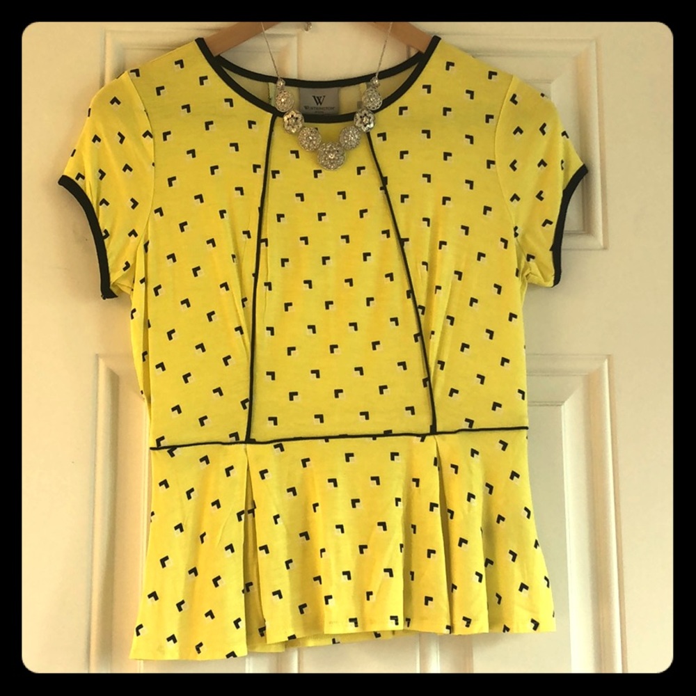 🌟NWT Yellow Peplum Top Sz Petite S